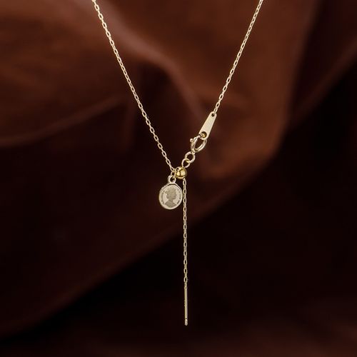 14k金项链新品 女王圆牌调节长度颈链 黄金珠宝首饰 10828